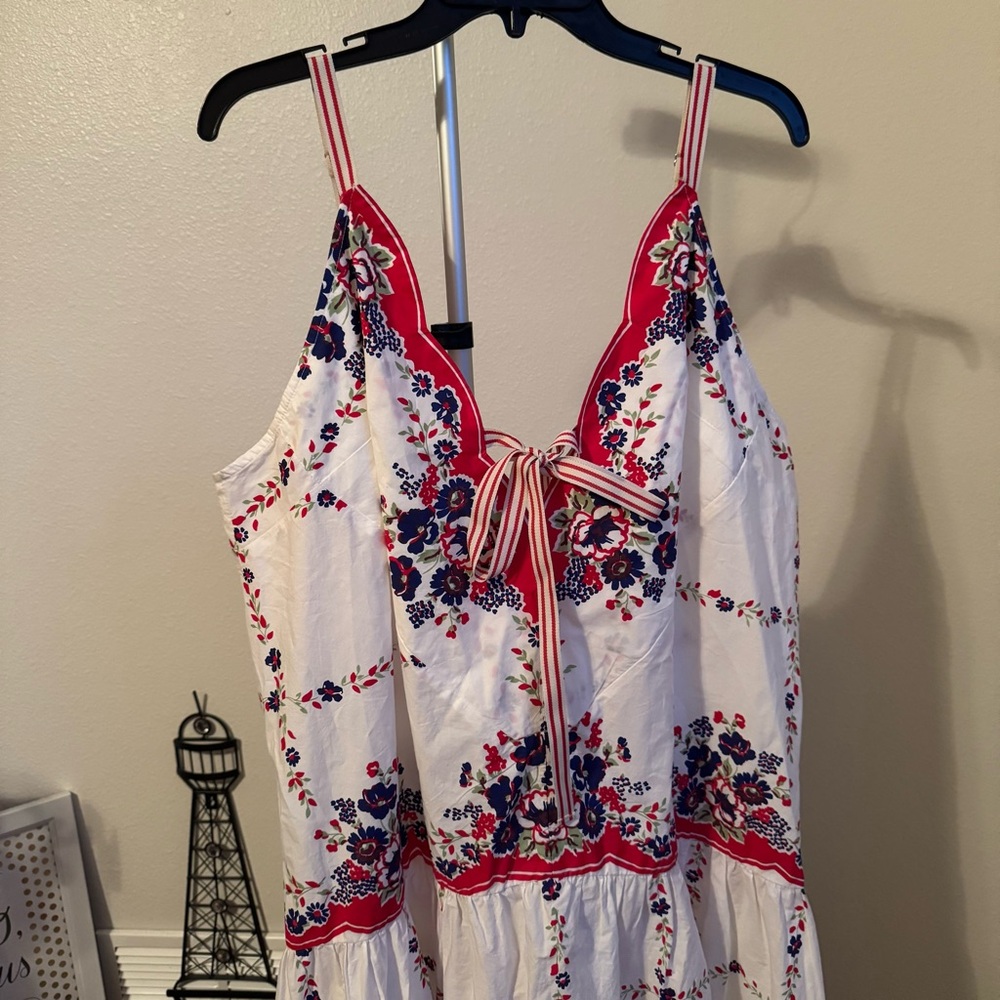 NWT Anthropologie Celandine Plunge-Neck Drop-Waist Cotton Midi Dress Sz XL - Picture 5 of 12